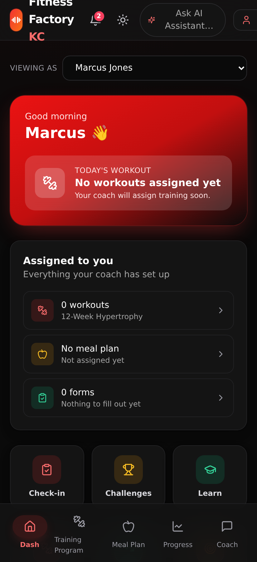 Client dashboard